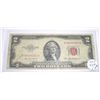 Image 1 : 1953 Series A $2 Red Seal Bill *FINE GRADE* Serial # A49490381A!!