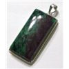 Image 1 : Ruby Zoisite/Malachite Pendant set in Solid Sterling Silver *STAMPED .925* Mounting!! Total weight o