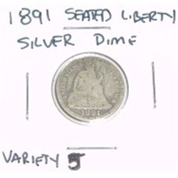 1891 Seated Liberty Silver Dime *VARIETY 5*!!