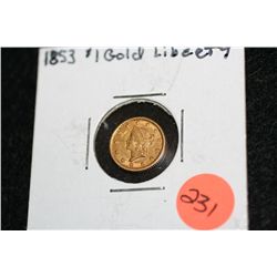 1853 $1 Gold Liberty coin