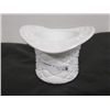 Image 1 : White milk glass - button pattern top hat