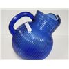 Image 1 : Blue vertically ribbed tilt jug pitcher with ice lip