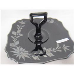 Black with silver floral sterling sandwich server