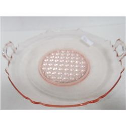 Pink depression glass Patrick tray