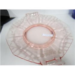 Pink  Adam cake plate 10 " etched