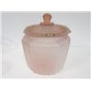 Image 1 : Pink satin glass open rose cookie jar with lid