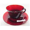 Image 1 : 2 pc ruby red cup and saucer-6" saucer