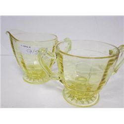 Yellow creamer and sugar