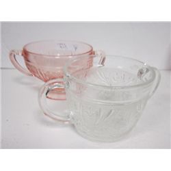 2 sugars without lids-depression glass