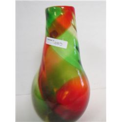 Murano glass orange and green vase
