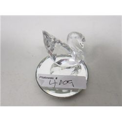 Swarovski crystal swan on mirrored base