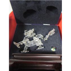 Swarovski crystal dragon on wood base