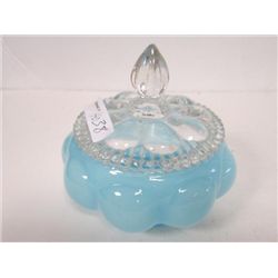 Aqua blue with crystal top-Fenton dresser box