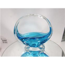 Murano glass blue and clear basket