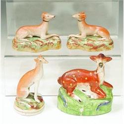 A pair of 19th century Staffordshire greyh...