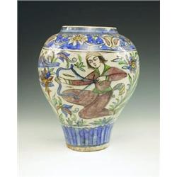A 19th century Iznik pottery vase of balus...