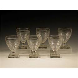 A set of six 19th century glass rummers, e...