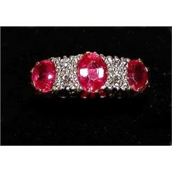 An 18ct gold ring platinum set with three ...