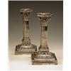 Image 1 : A pair of Victorian silver dwarf candlesti...