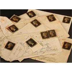 Postage stamps: group of 11 1840 1d black ...