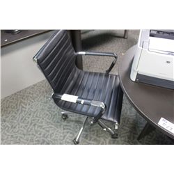 BLACK LEATHER RIBBED BACK TILTER CHAIR