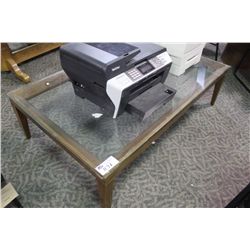 WALNUT WITH GLASS TOP COFFEE TABLE