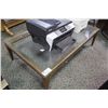 Image 1 : WALNUT WITH GLASS TOP COFFEE TABLE
