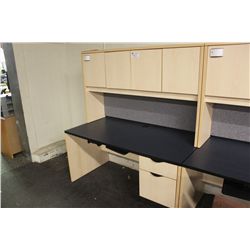 MAPLE 48" BLUE TOP DESK WITH HUTCH