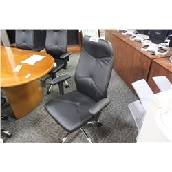 BLACK LEATHER EXECUTIVE CHAIR WITH ADJUSTABLE ARMS