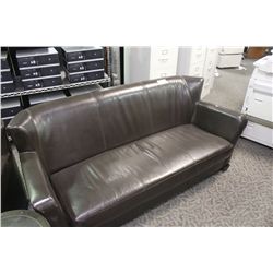 BROWN LEATHER 3 SEAT SOFA WITH MATCHING LOVESEAT