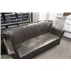 Image 1 : BROWN LEATHER 3 SEAT SOFA WITH MATCHING LOVESEAT