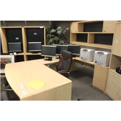 MAPLE U-SHAPED EXECUTIVE DESK WITH HUTCH