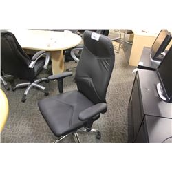 BLACK LEATHER EXECUTIVE WITH ADJUSTABLE ARMS