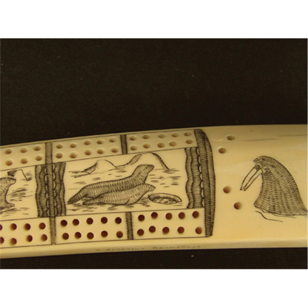 Eskimo Ivory Cribbage Board- Aloysius Pikonganna