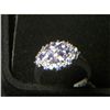 Image 1 : TANZANITE CLUSTER PLATNIUM OVERLAY SILVER RING SIZE 8