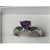 Image 2 : AMETHYST PLATNIUM OVERLAY SILVER RING SIZE 8