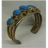 Image 1 : Navajo Turquoise Cabochons on Brass Bracelet