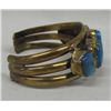 Image 3 : Navajo Turquoise Cabochons on Brass Bracelet