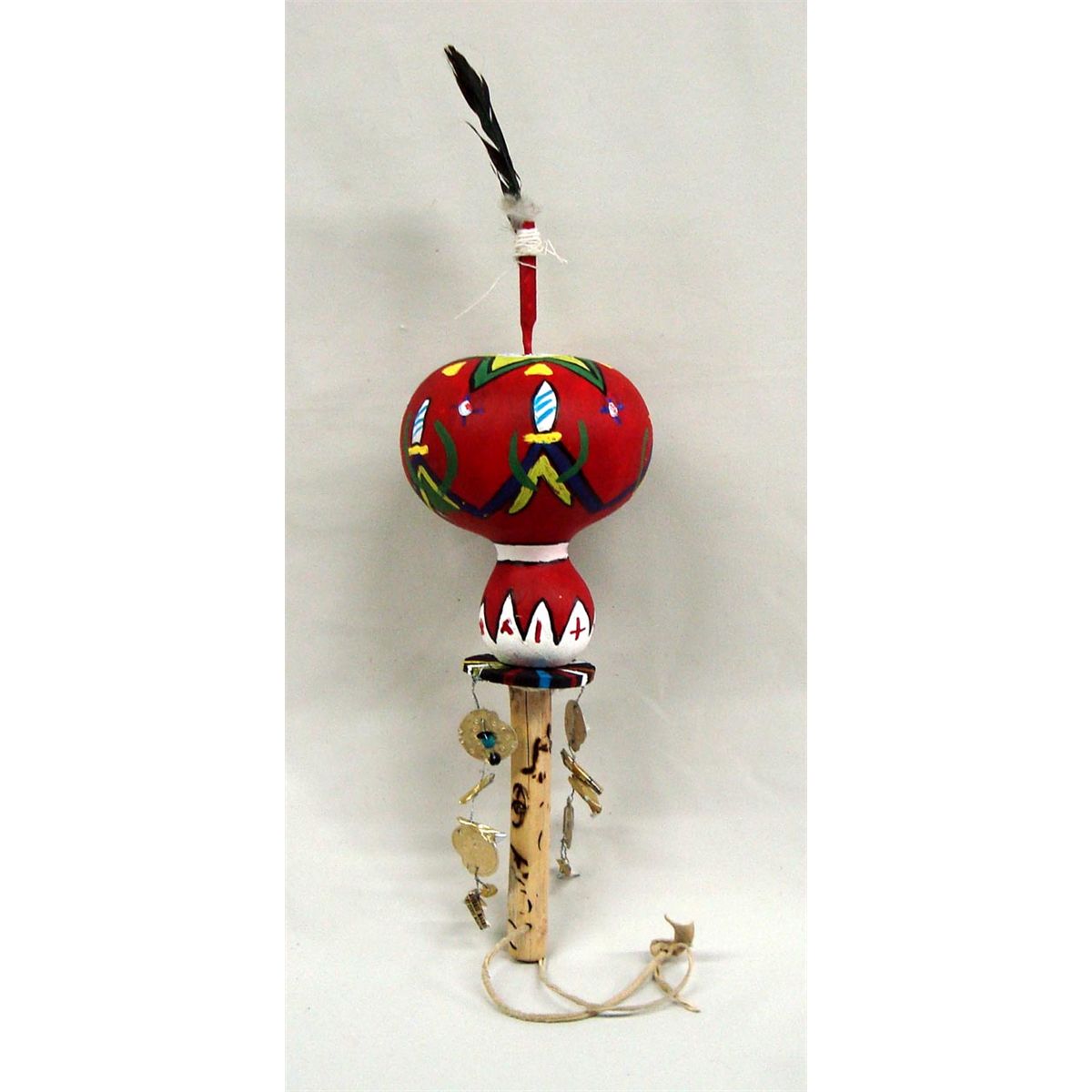 Yaqui Ceremonial Painted Gourd Rattle