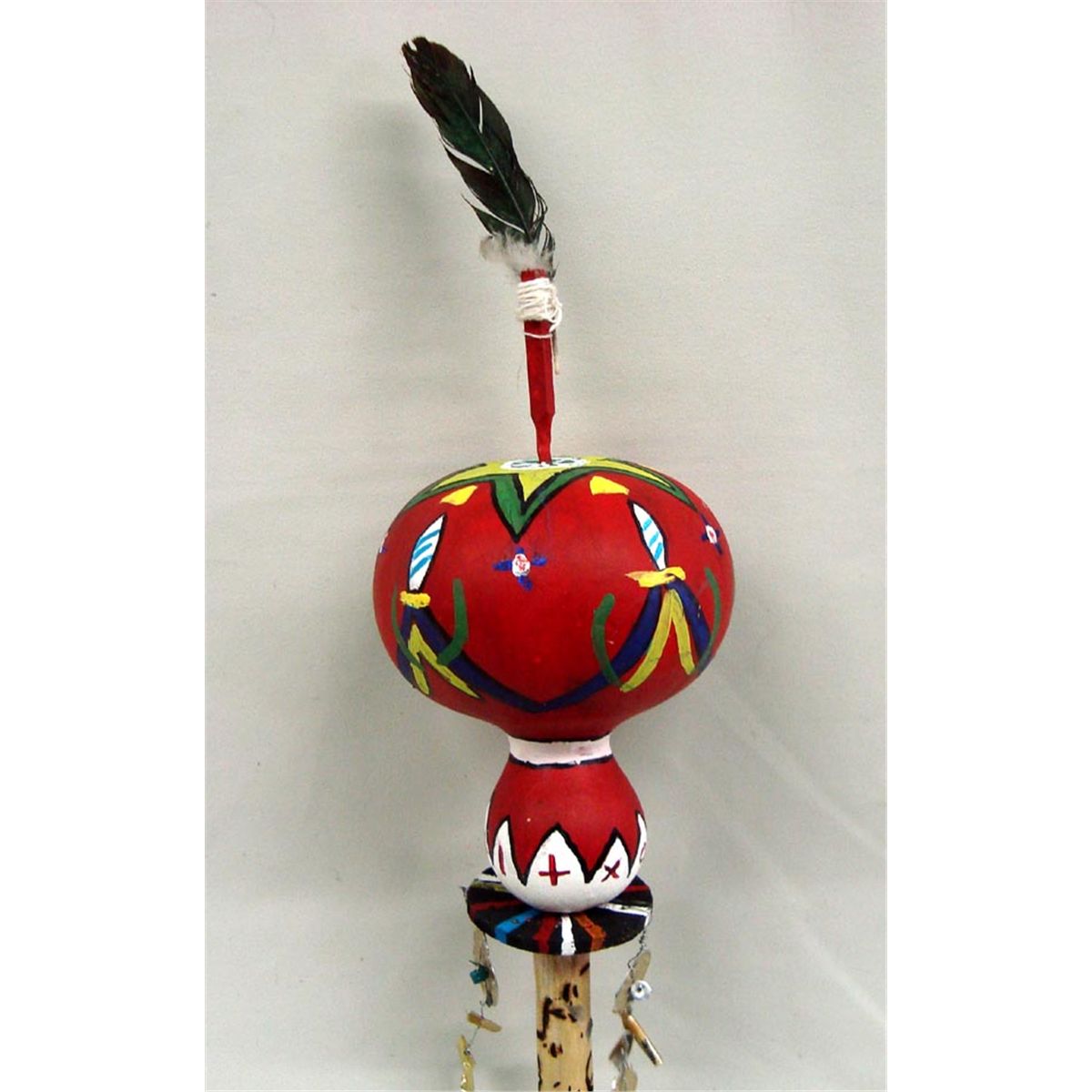 Yaqui Ceremonial Painted Gourd Rattle
