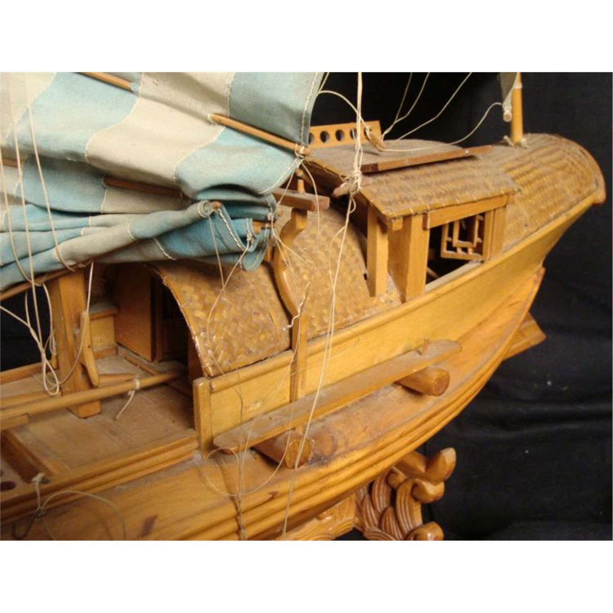 Chinese Vintage Wooden Ship Model Boat Junk 2 Ft Long