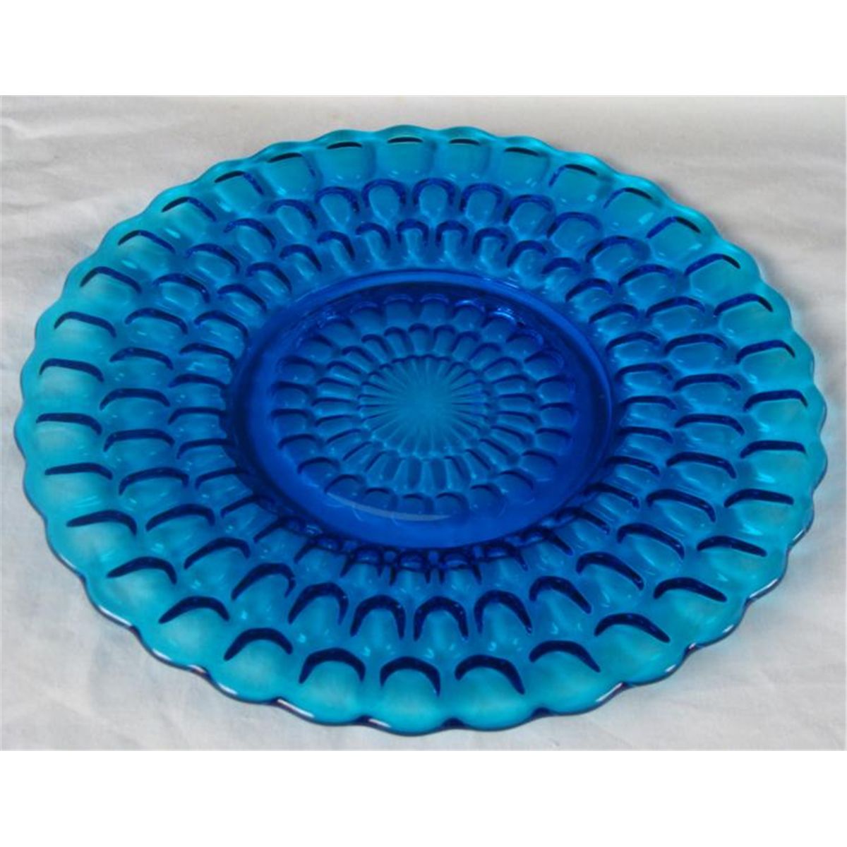 Fenton Glass 8 Colonial Blue Luncheon Plates Set