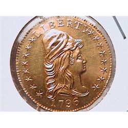 1796 $2 1/2 Gold Bust BU REPLICA, .9167% pure gold