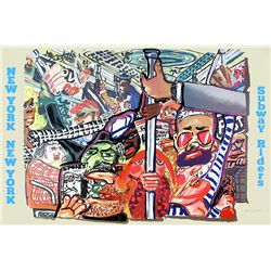 Red Grooms, New York Subway Riders, Poster