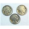 Image 1 : 1918-S VG, 1919-S FINE, & 1927-S VF BUFFALO NICKELS