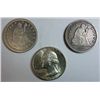 Image 1 : 1854 and 1877 Seated quarter VF & a 1948D Washington BU