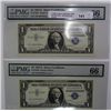 Image 1 : 2 1957 A silver certificates  PMG 66 GEM UNC