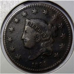 1831 large penny VF