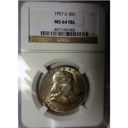 1957  NGC65-57D NGC64FBL-63D NGC64-1962 PCGS PR66 Franklin half $