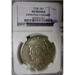 1928 Peace $  NGC AU cleaned